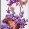 Basket with purple flowers cross stitch