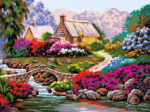 Collection D'Art 10382 Garden by old Stone bridge Tapestry