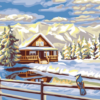 Collection D'Art 10516W Cabin in the Alps Tapestry