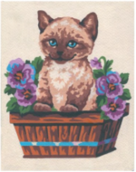 Collection D'Art 3139 Kitten in Flower Box Tapestry