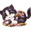 Collection D'Art 3192 Kitten with Blanket Tapestry