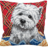 Collection D'Art 5161 Tapestry Cushion Kit Cute Puppy Plaid