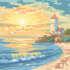 Collection D'Art 6159 Sunset Lighthouse Tapestry