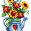 Collection D'Art 6292 Flowers in Watering can Tapestry