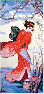 Collection D'Art 8054 Geisha in Winter Tapestry