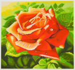 Printered Aida PA1216 - Red Rose, Cross Stitch Pattern