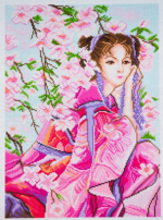 Printed Aida PA1153 Pink Lady; Cross Stitch Pattern; 14 Count