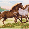 Printed Aida PA1223 Running Horses; Cross Stitch Pattern; 14 Count