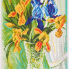 Printer Aida-PA1066 Irises; Cross Stitch Pattern; 14 Count
